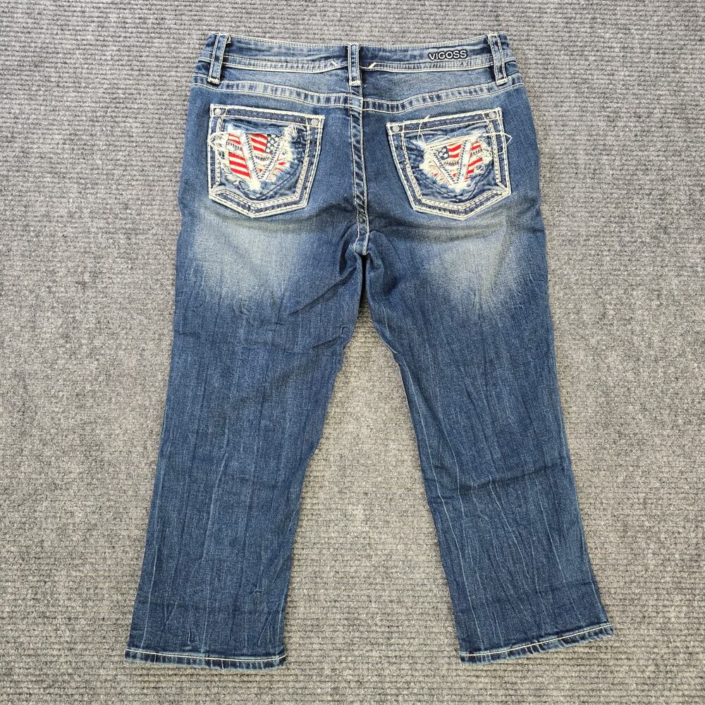 Vigoss Capri Womens 8 Blue Distressed Flap Pocket Stretch - Picture 3 of 9